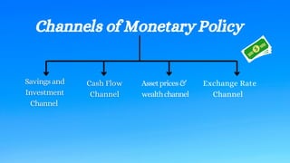 Channels of Monetary Policy
Exchange Rate
Channel
Assetprices&
Assetprices&
wealthchannel
wealthchannel
 