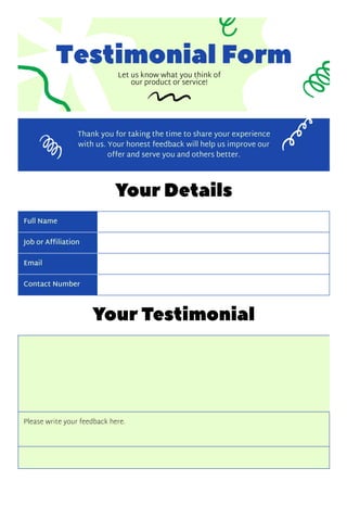 Share Your Experience Help Us Improve Pdf