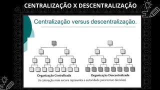 CENTRALIZAÇÃO X DESCENTRALIZAÇÃO
 