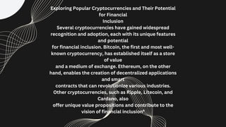 Cryptocurrency and Defi : Bridging the gap for financial inclusion. | PDF