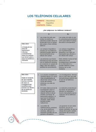 2626
LOS TELÉFONOS CELULARES
FORMATO : Discontinuo
TIPO : Expositivo
CONTEXTO : Público
 