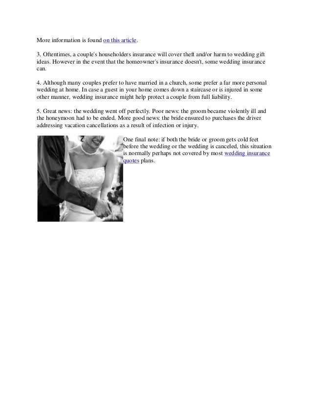 Understand The Wedding Insurance Plan