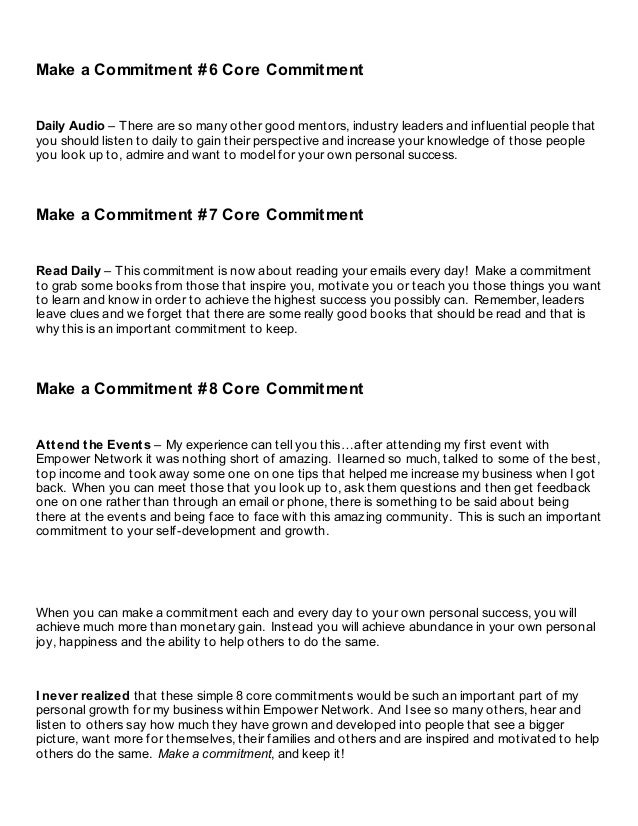 Make A Commitment Following The 8 Core Commitments
