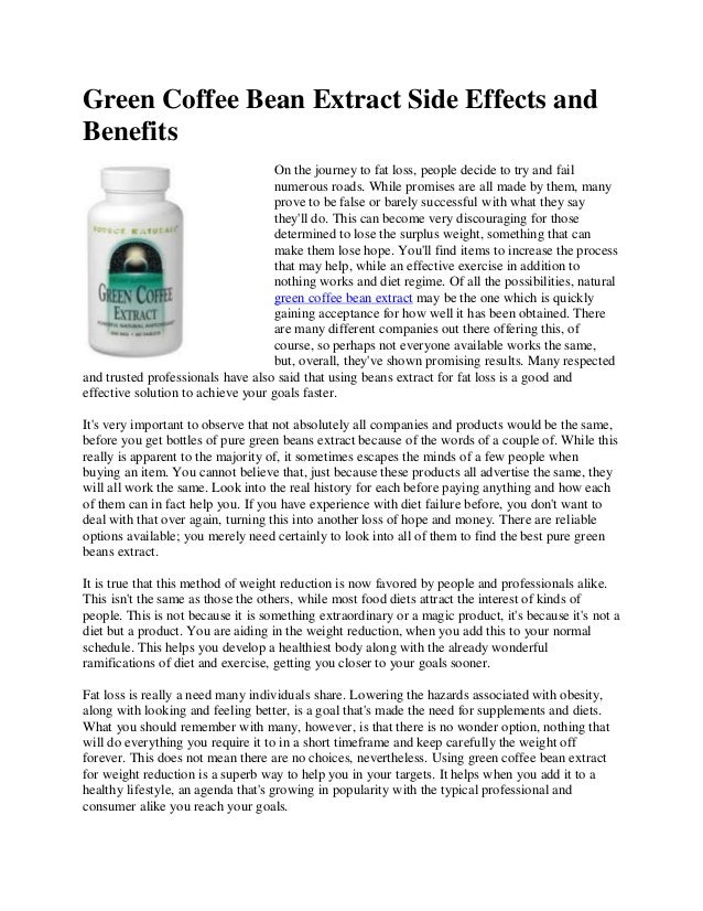 Green Coffee Bean Extract Side Effects and Benefits