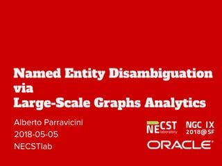 Named Entity Disambiguation
via
Large-Scale Graphs Analytics
Alberto Parravicini
2018-05-05
NECSTlab
 