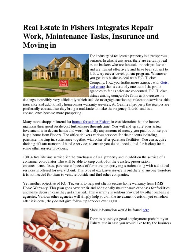 Real Estate in Fishers Integrates Repair Work, Maintenance Tasks
