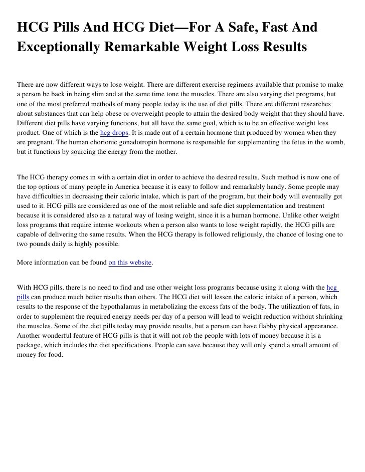 HCG Pills And HCG Diet—For A Safe, Fast And Exceptionally Remarkable Weight Loss Results