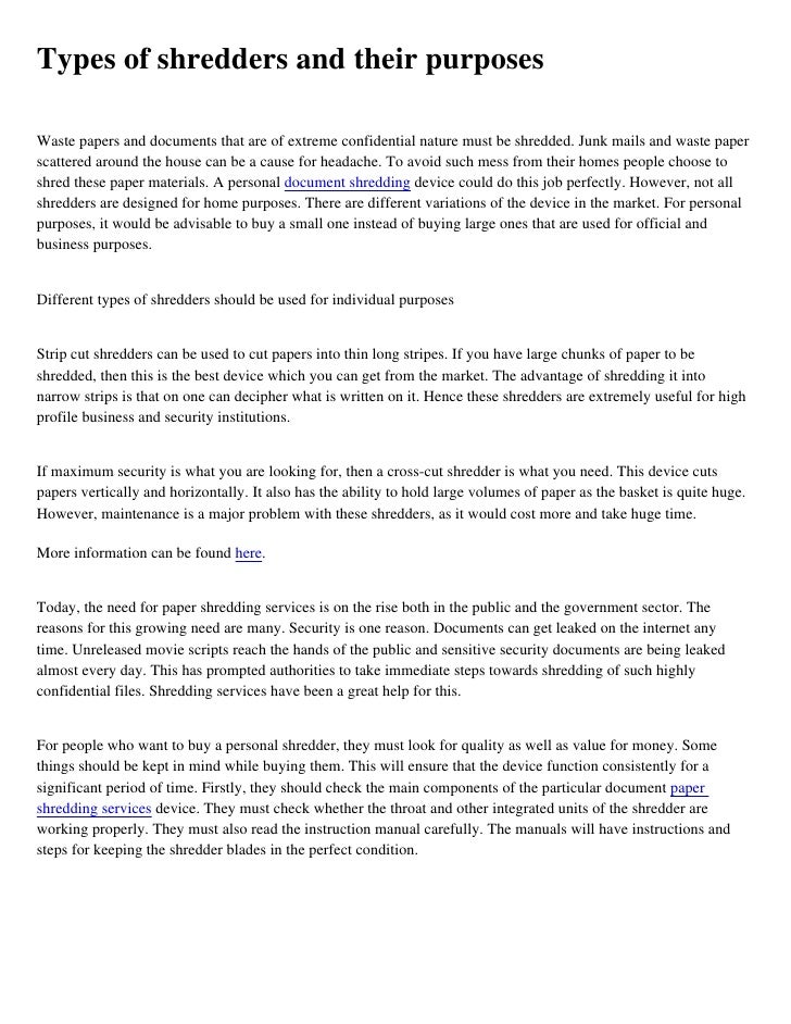 Types of shredders and their purposes