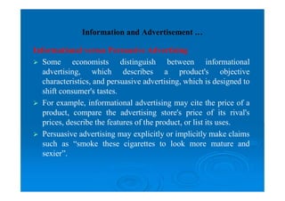 Lecture notes on advertisment in economics of industry | PDF
