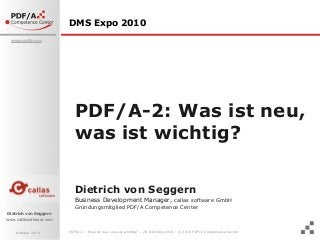 PDF/A-2, Was ist neu, was ist wichtig?