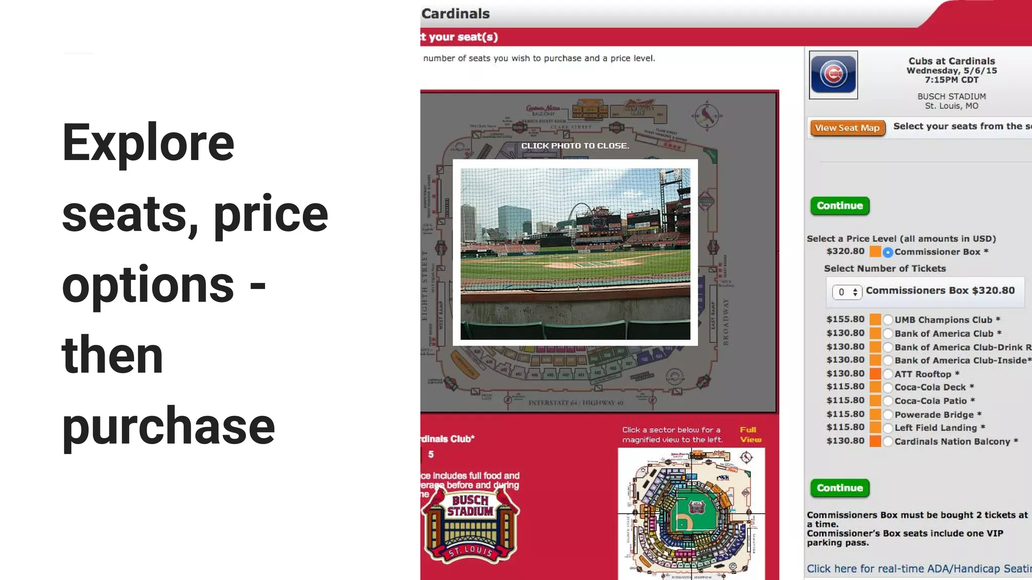 Explore
seats, price
options -
then
purchase
 