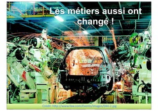Crédit:	
  h*p://www.faw.com/Events/images/044-­‐2.jpg
Les métiers aussi ont
changé !
 