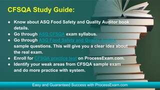 [PDF] ASQ Food Safety and Quality Auditor (CFSQA) Exam | Q & A | PDF