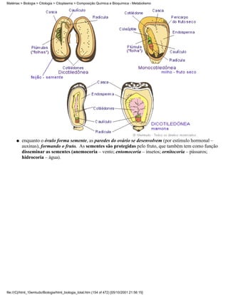 Matérias > Biologia > Citologia > Citoplasma > Composição Química e Bioquímica - Metabolismo




      q   enquanto o óvulo forma semente, as paredes do ovário se desenvolvem (por estímulo hormonal –
          auxinas), formando o fruto. As sementes são protegidas pelo fruto, que também tem como função
          disseminar as sementes (anemocoria – vento; entomocoria – insetos; ornitocoria – pássaros;
          hidrocoria – água).




file:///C|/html_10emtudo/Biologia/html_biologia_total.htm (154 of 472) [05/10/2001 21:56:15]
 