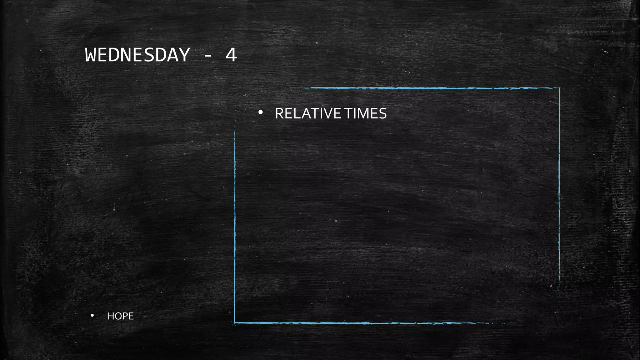 WEDNESDAY - 4
●
HOPE
●
RELATIVETIMES