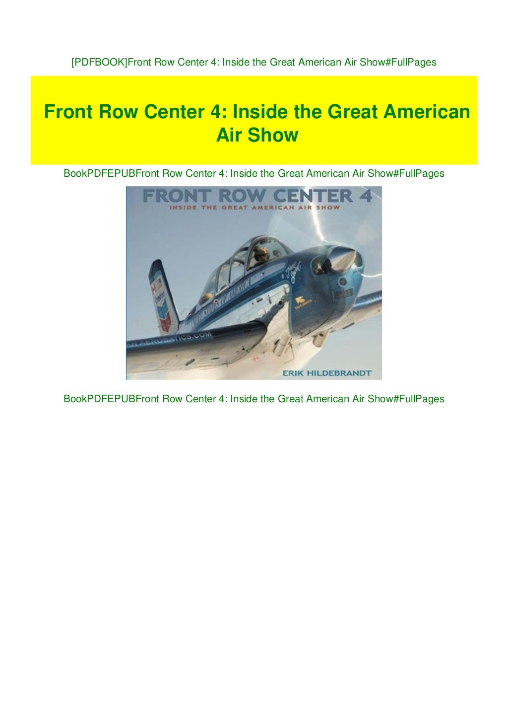 [PDFBOOK]Front Row Center 4 Inside the Great American Air ShowFullPages