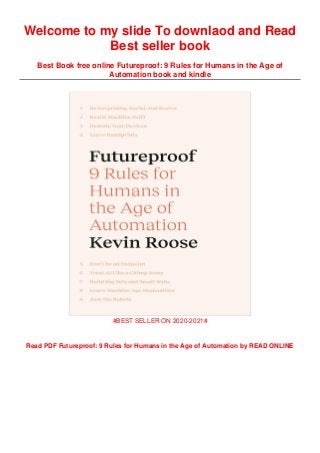 Futureproof Book PDFBOOKFREEDOWNLOADFutureproof: 9 Rules for Humans in the Age of ...