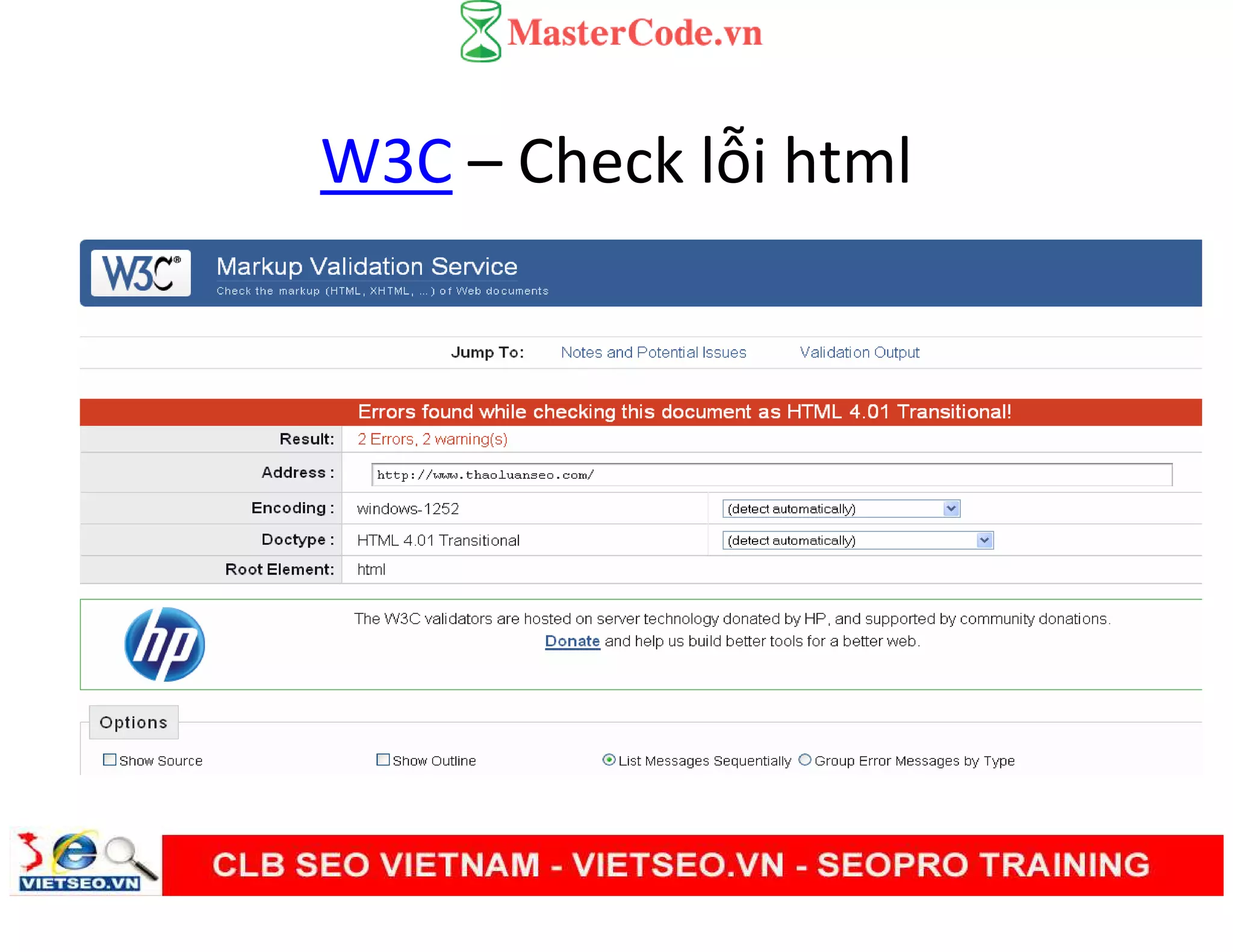W3C – Check lỗi html
 