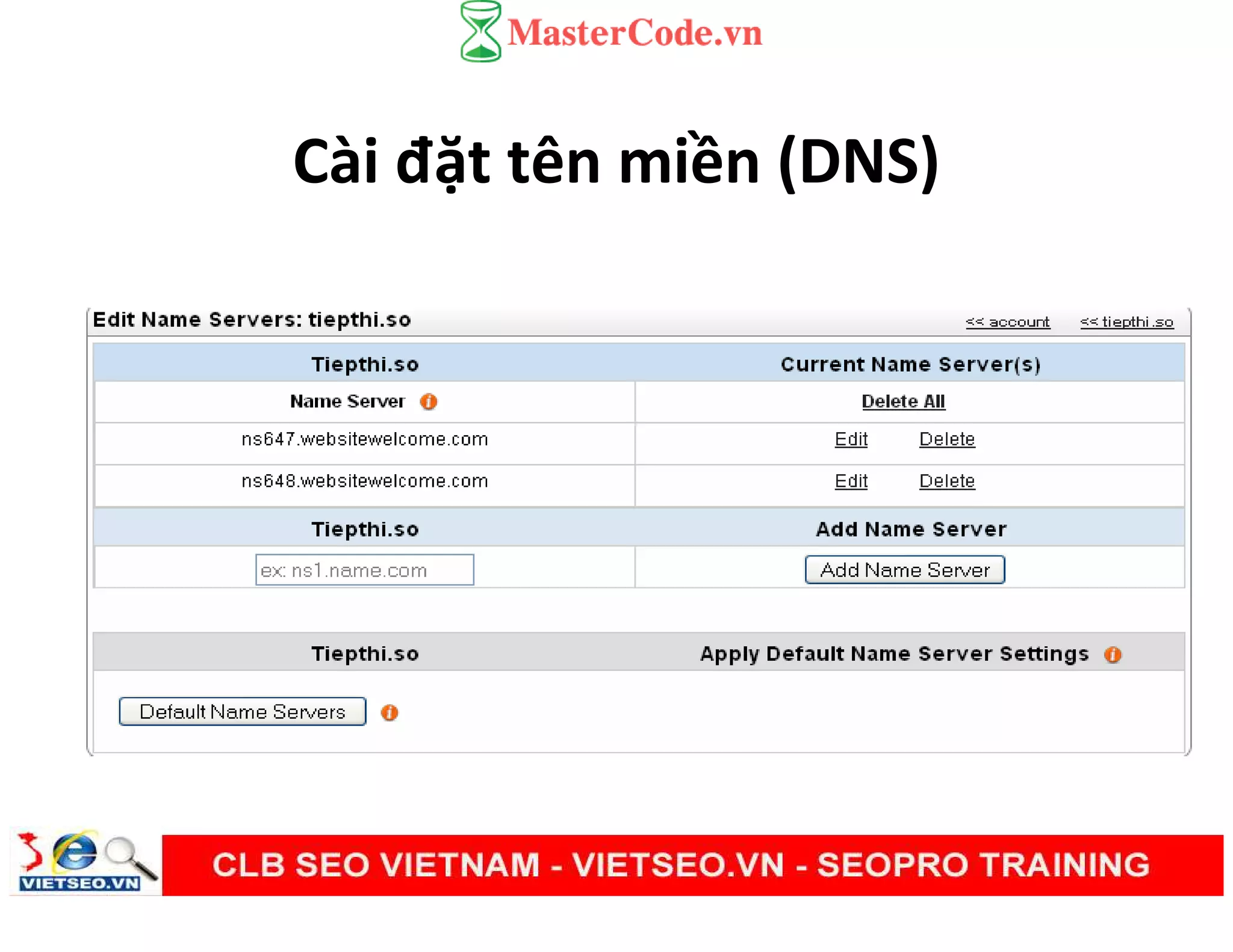 Cài đặt tên miền (DNS)
 