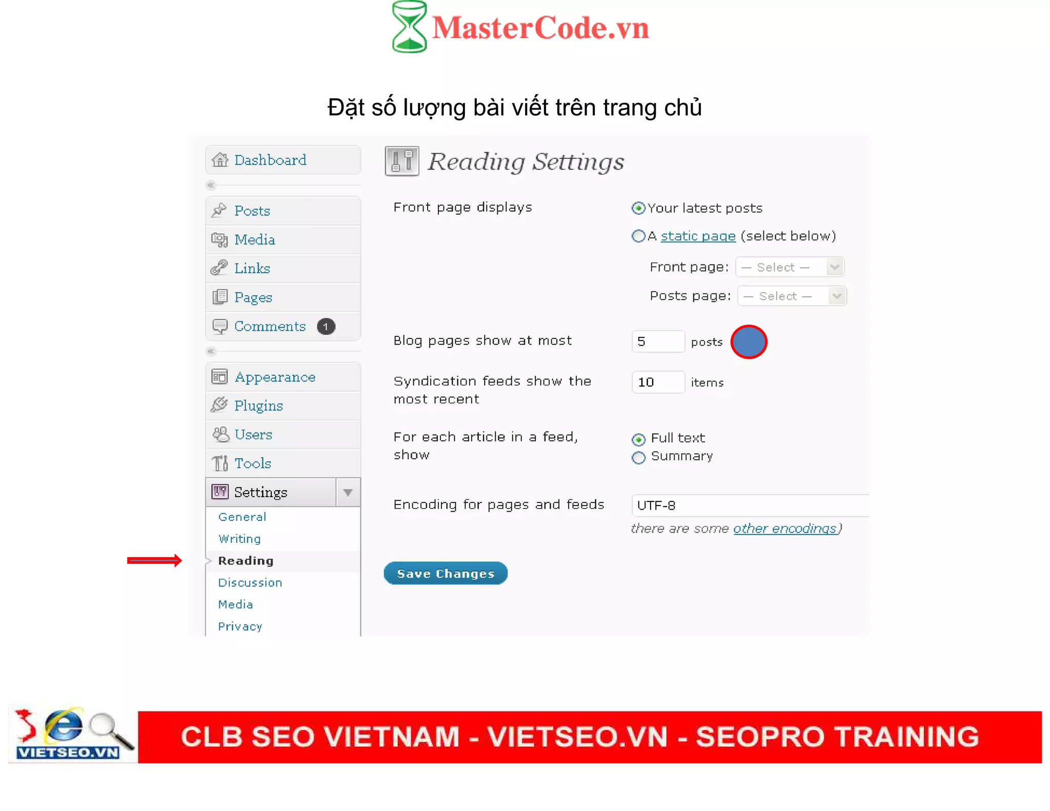 Đ t s lư ng bài vi t trên trang ch
 