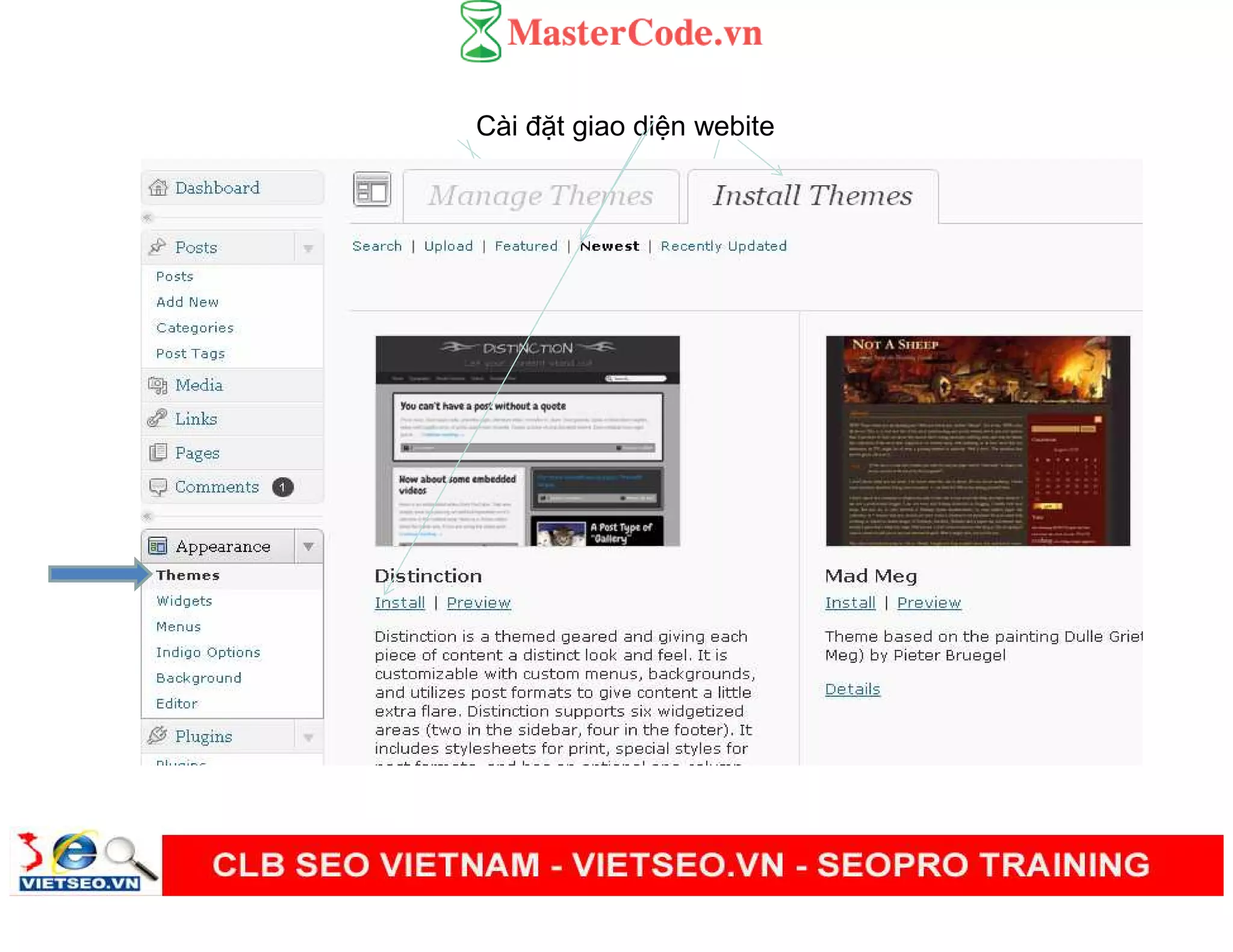 Cài đ t giao di n webite
 