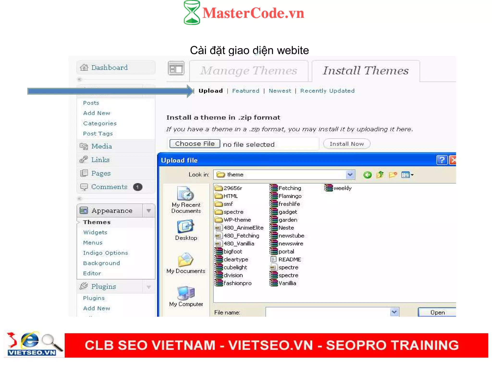 Cài đ t giao di n webite
 