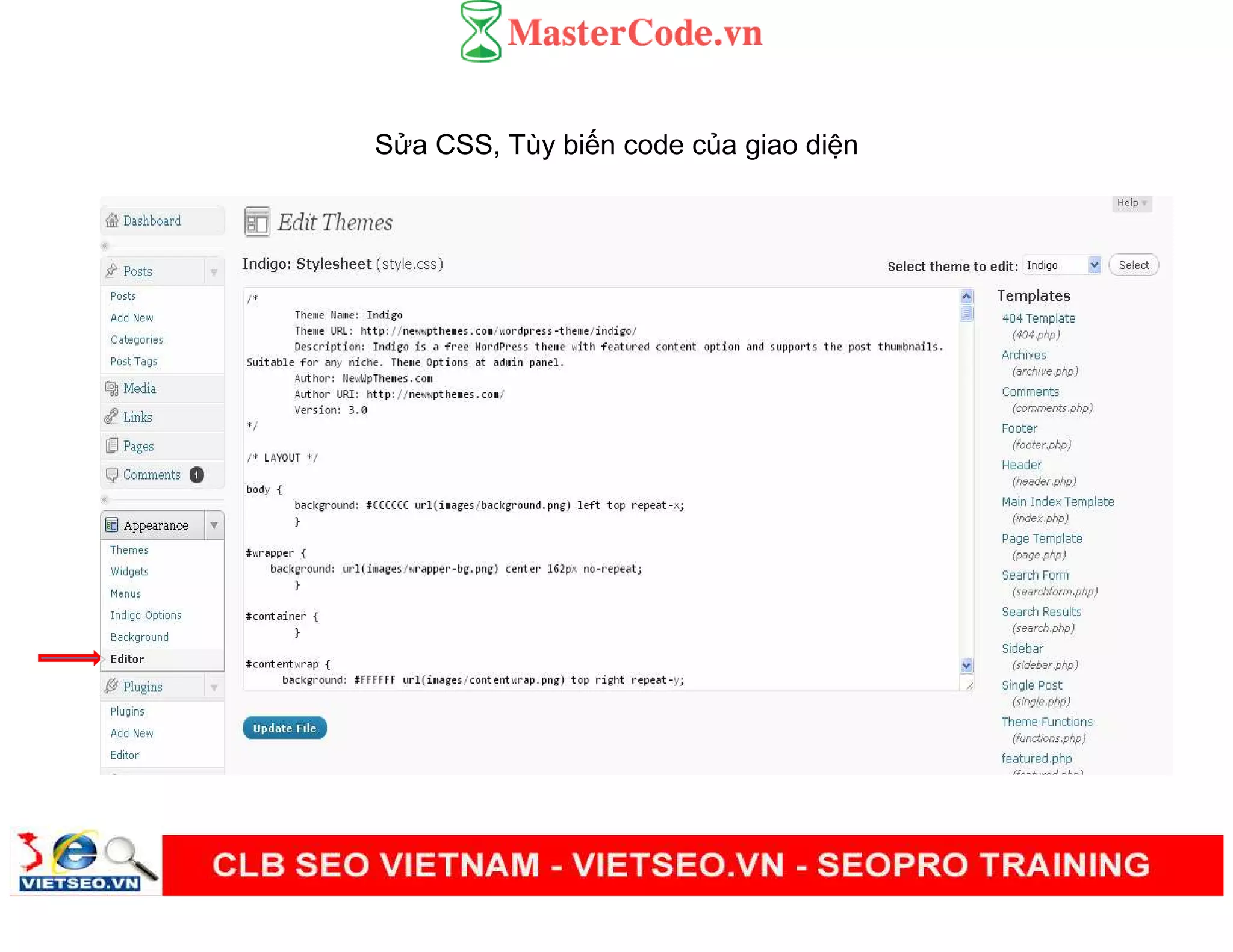S a CSS, Tùy bi n code c a giao di n
 