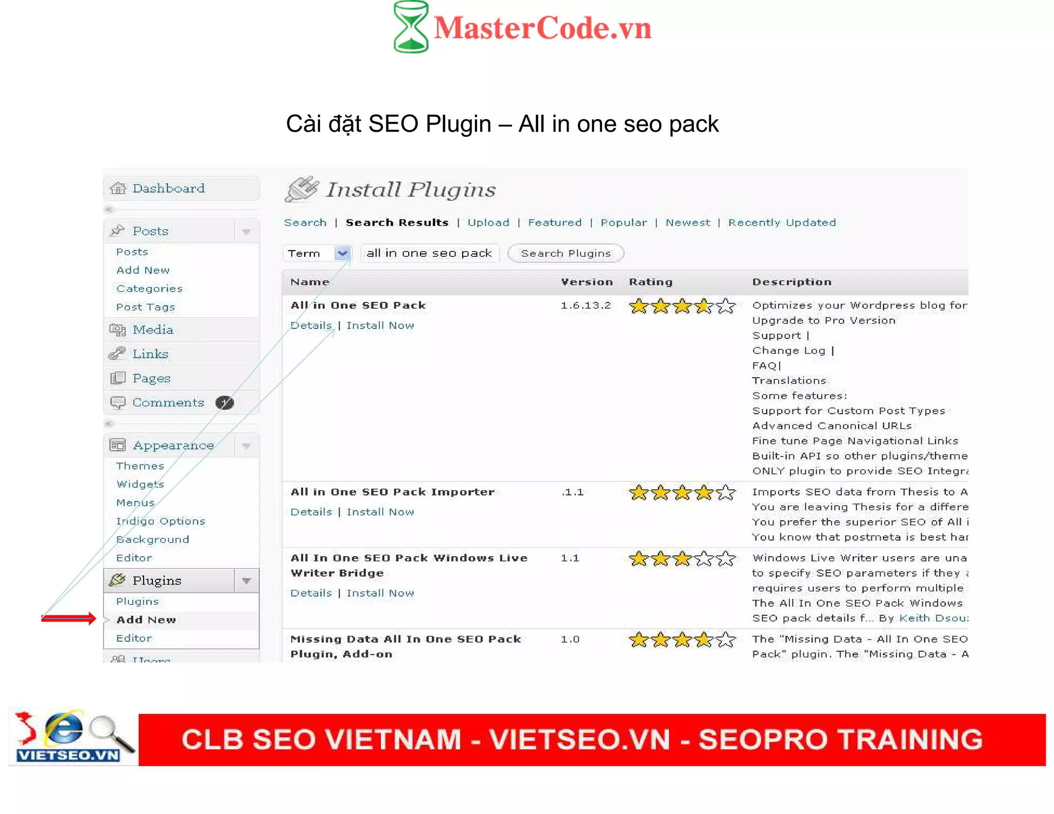 Cài đ t SEO Plugin – All in one seo pack
 