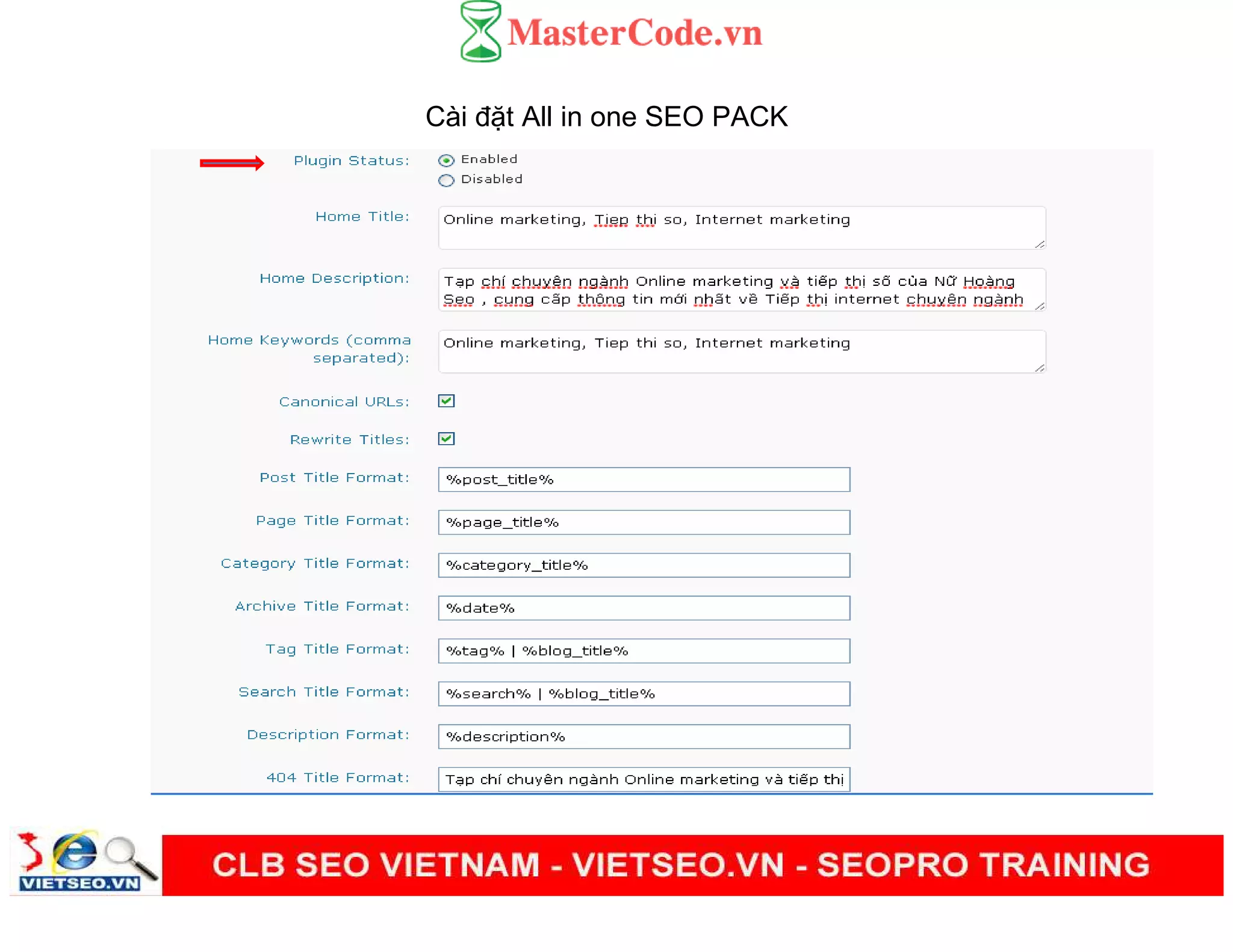 Cài đ t All in one SEO PACK
 