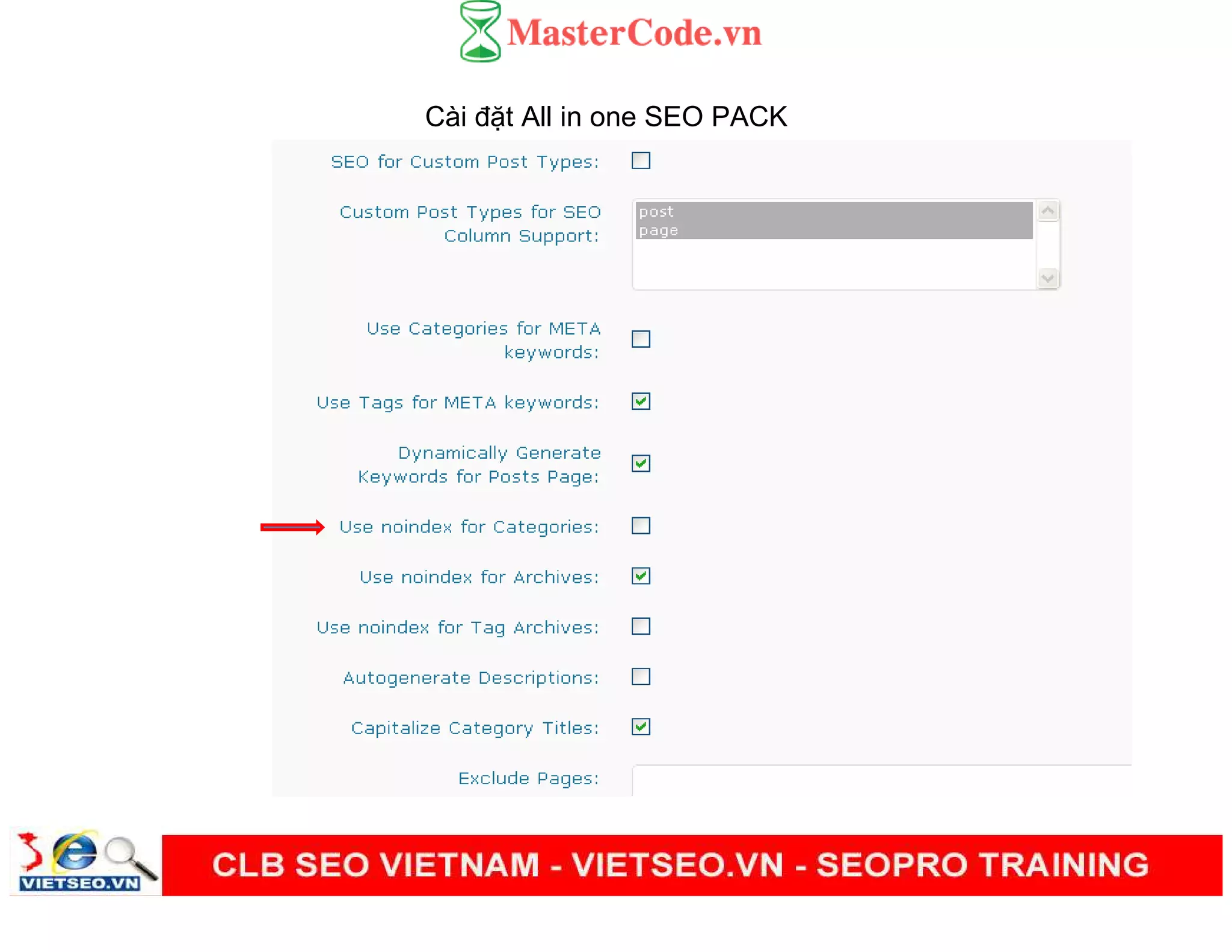 Cài đ t All in one SEO PACK
 