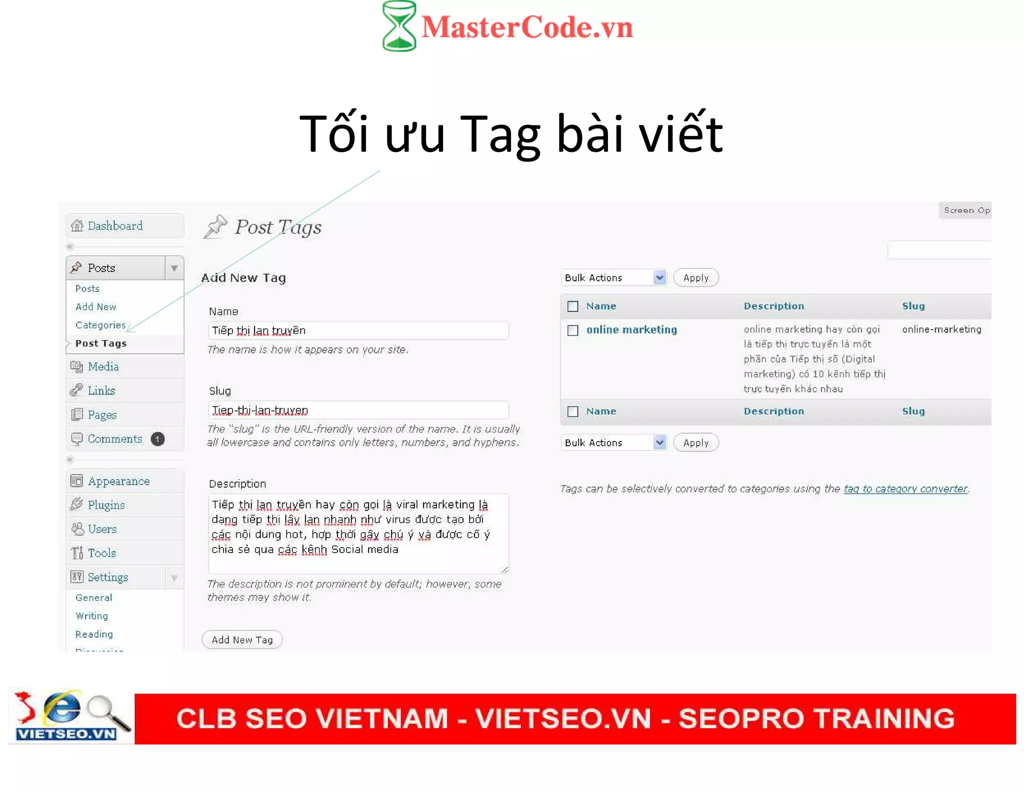 Tối ưu Tag bài viết
 
