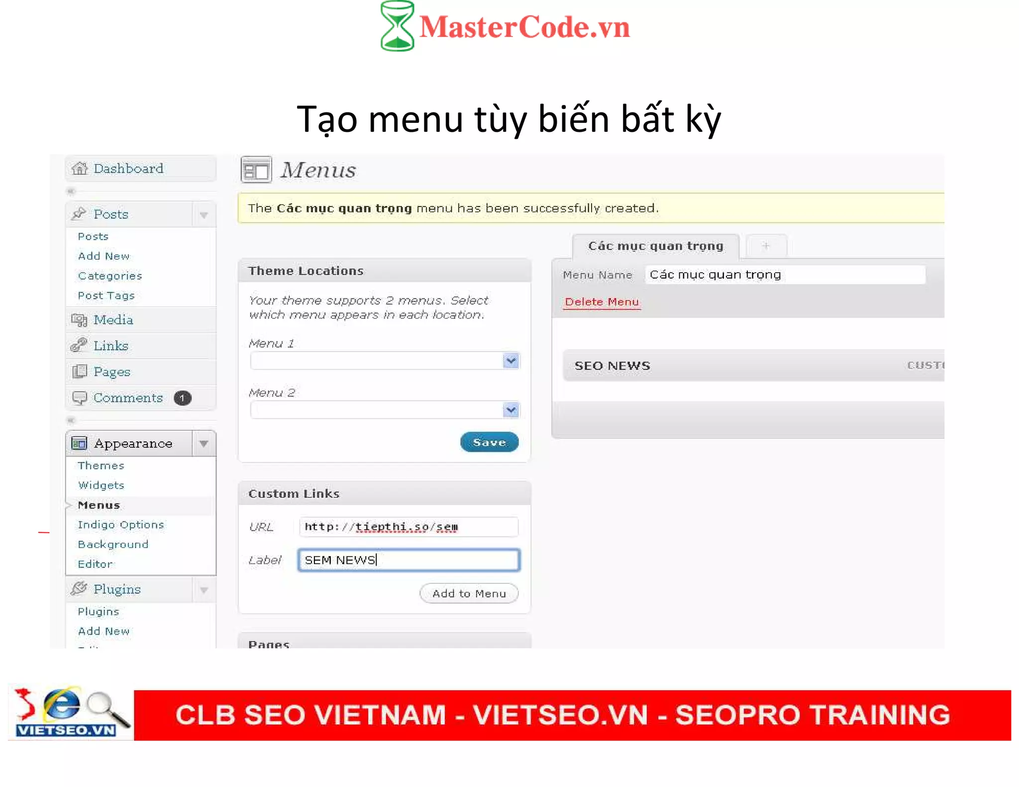 Tạo menu tùy biến bất kỳ
 
