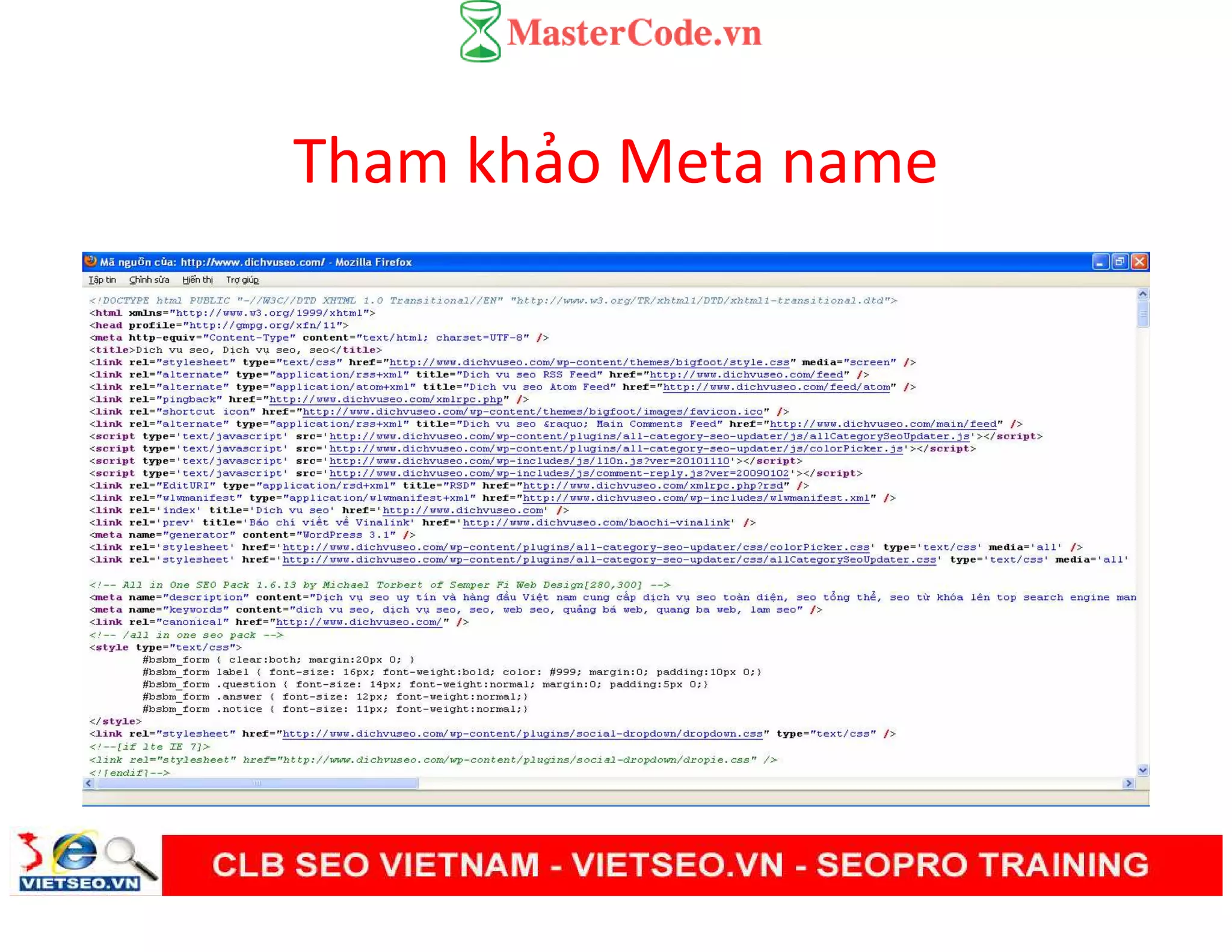 Tham khảo Meta name
 
