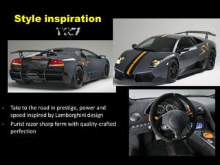 ASUS Confidential
- Take to the road in prestige, power and
speed inspired by Lamborghini design
- Purist razor sharp form with quality-crafted
perfection
Style inspiration
VX7
 