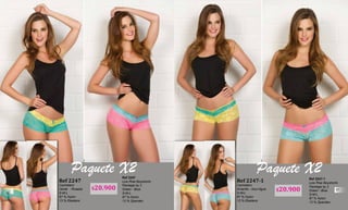 Ref 2247
Cachetero
Verde - Rosado
S-M-L
87 % Nylon
13 % Elastano
Ref 2247
Low Rise Boyshorts
Packege by 2
Green - Blue
S-M-L
87 % Nylon
13 % Spandex
Paquete X2
Ref 2247-1
Cachetero
Amarillo - Azul Agua
S-M-L
87 % Nylon
13 % Elastano
Ref 2247-1
Low Rise Boyshorts
Packege by 2
Green - Blue
S-M-L
87 % Nylon
13 % Spandex
Paquete X2
$20.900 $20.90086
87
 