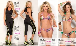 Ref 2368
Blusa Strech
Negro
S-M-L-XL
95 % Poliester
5 % Elastano
Ref 2368
Stretch Blouse
Black
S-M-L-XL
95 % Polyester
5 % Spandex
Ref 2369
Stretch Capri Pants
Black
S-M-L-XL
95 % Polyester
5 % Spandex
Ref 2369
Capri Strech
Negro
S-M-L-XL
95 % Poliester
5 % Elastano
Ref 2376
Vestido de baño
Color Unico
S-M-L
95 % Poliester
5 % Elastano
Ref 2376
Swimsuit
Only Print
S-M-L
95 % Polyeste
5 % Spandex
Ref 2377
Vestido de baño
Color Unico
S-M-L
95 % Poliester
5 % Elastano
Ref 2377
Swimsuit
Only Print
S-M-L
95 % Polyester
5 % Spandex
$24.900
$26.900
$39.900$39.90096
97
 