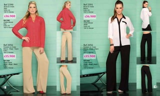 Ref 2391
Chalis Blouse
White
S-M-L-XL
100 % Viscose
Ref 2390
Blusa en Chalis
Rojo
S-M-L-XL
100 % Viscosa
Ref 2391
Blusa en Chalis
Blanco
S-M-L-XL
100 % Viscosa
Ref 2390
Challis Blouse
Red
S-M-L-XL
100 % Viscose
Ref 2056
Chalis Pants
White - Beige - Black
S-M-L
100 % Viscose
Ref 2056
Pantalón en Chalis
Blanco - Beige - Negro
S-M-L
100 % Viscosa
Ref 2056
Chalis Pants
White - Beige - Black
S-M-L
100 % Viscose
Ref 2056
Pantalón en Chalis
Blanco - Beige - Negro
S-M-L
100 % Viscosa
$36.900
$35.900 $35.900
$36.900
14
15
 