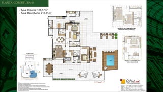PLANTA COBERTURA 01
- Área Coberta: 128,17m²
- Área Descoberta: 216,51m²
 