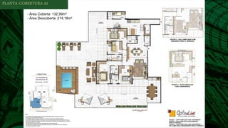 PLANTA COBERTURA 02
- Área Coberta: 132,99m²
- Área Descoberta: 214,18m²
 