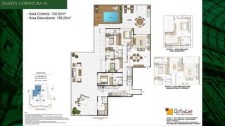 PLANTA COBERTURA 03
- Área Coberta: 130,82m²
- Área Descoberta: 159,25m²
 