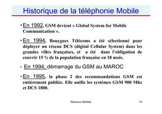•En 1992, GSM devient « Global System for Mobile
Communication ».
•En 1994, Bouygues Télécoms a été sélectionné pour
déplo...