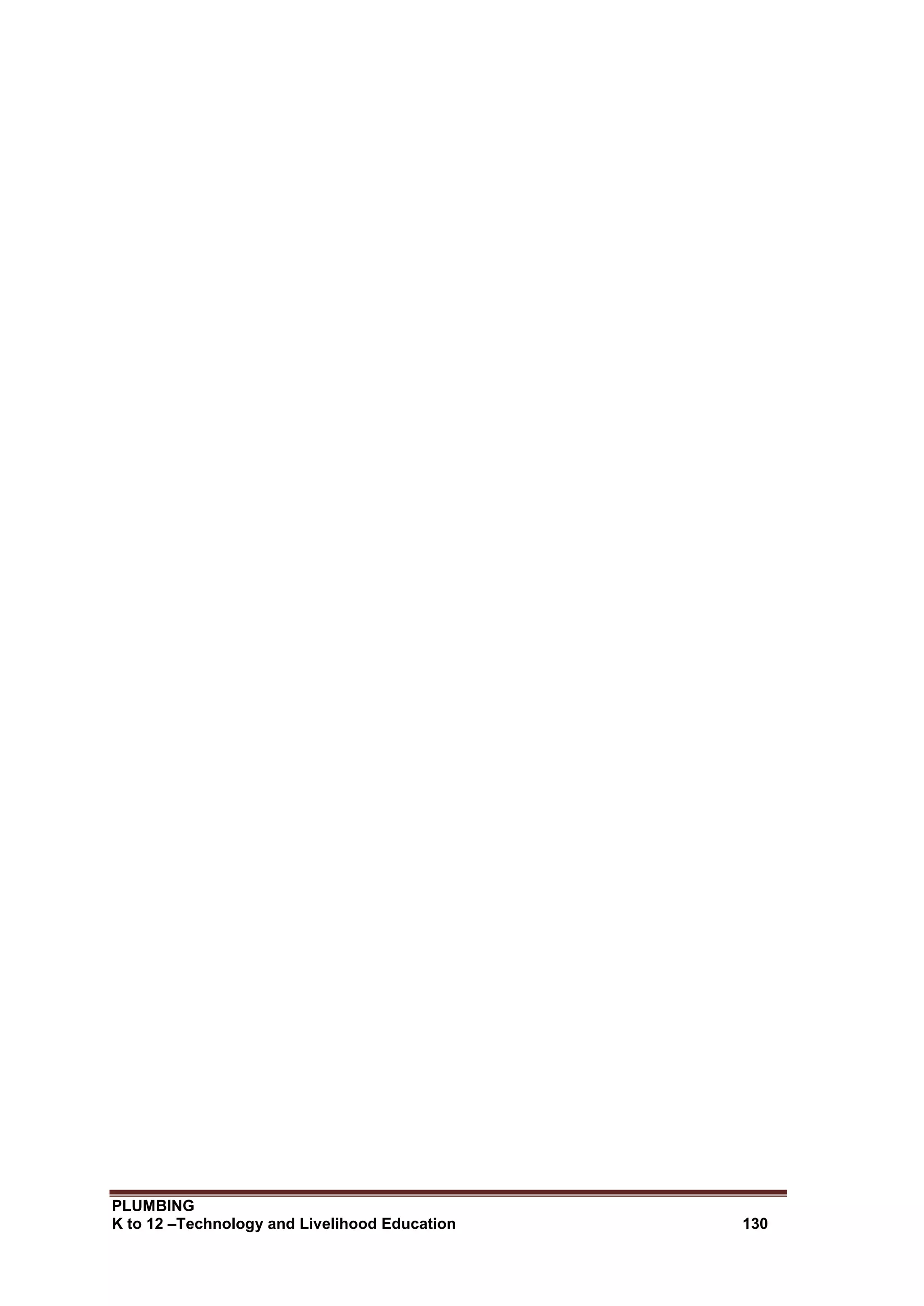 PLUMBING
K to 12 –Technology and Livelihood Education 130
 