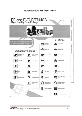 PLUMBING
K to 12 –Technology and Livelihood Education 12
POLYETHYLENE (PE) AND SPIGOT FITTING
 