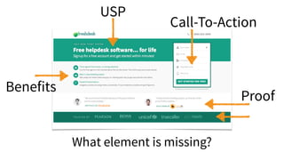 Call-To-Action
USP
Proof
Benefits
What element is missing?
 