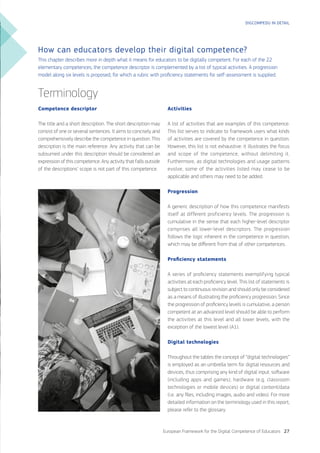 28 European Framework for the Digital Competence of Educators
The proposed progression model is intended to help
educators...