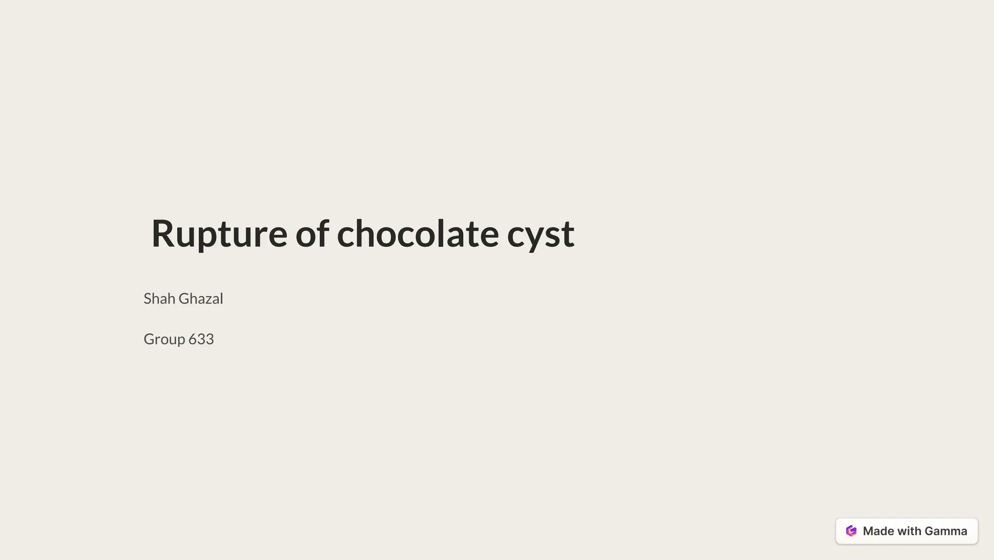 Ruptured chocolate cyst presentation ppt PPT