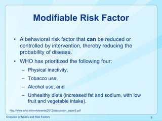 Non communicable disease and related risk factor | PDF