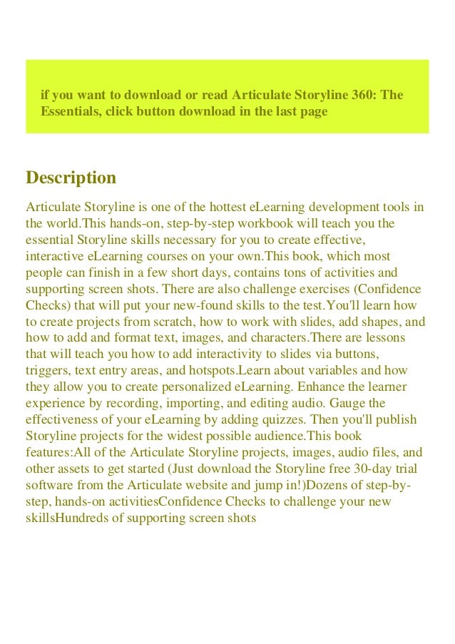 Pdf Download Articulate Storyline 360 The Essentials Pdf Kindle Pdf Download Articulate Storyline 360 The Essentials Pdf Kindle