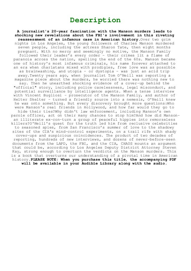 Pdf Download Chaos Charles Manson The Cia And The Secret History