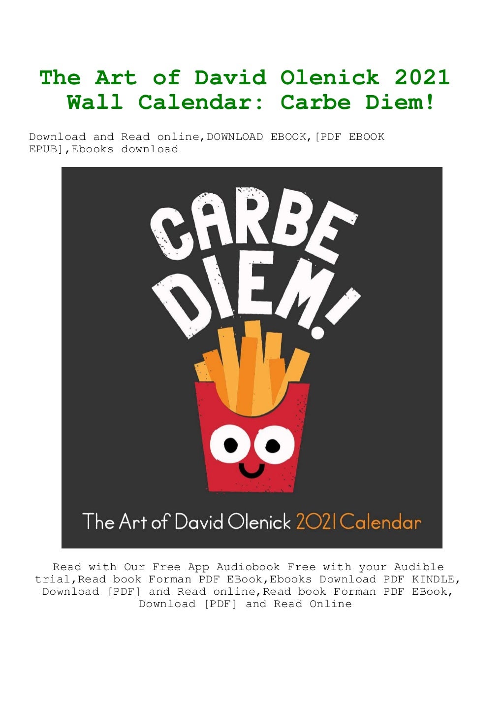 [PDF] DOWNLOAD READ The Art of David Olenick 2021 Wall Calendar Carbe